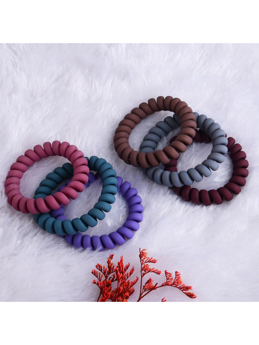 

Lilly & sparkle Women Maroon & Purple Set of 6 Ponytail Holders