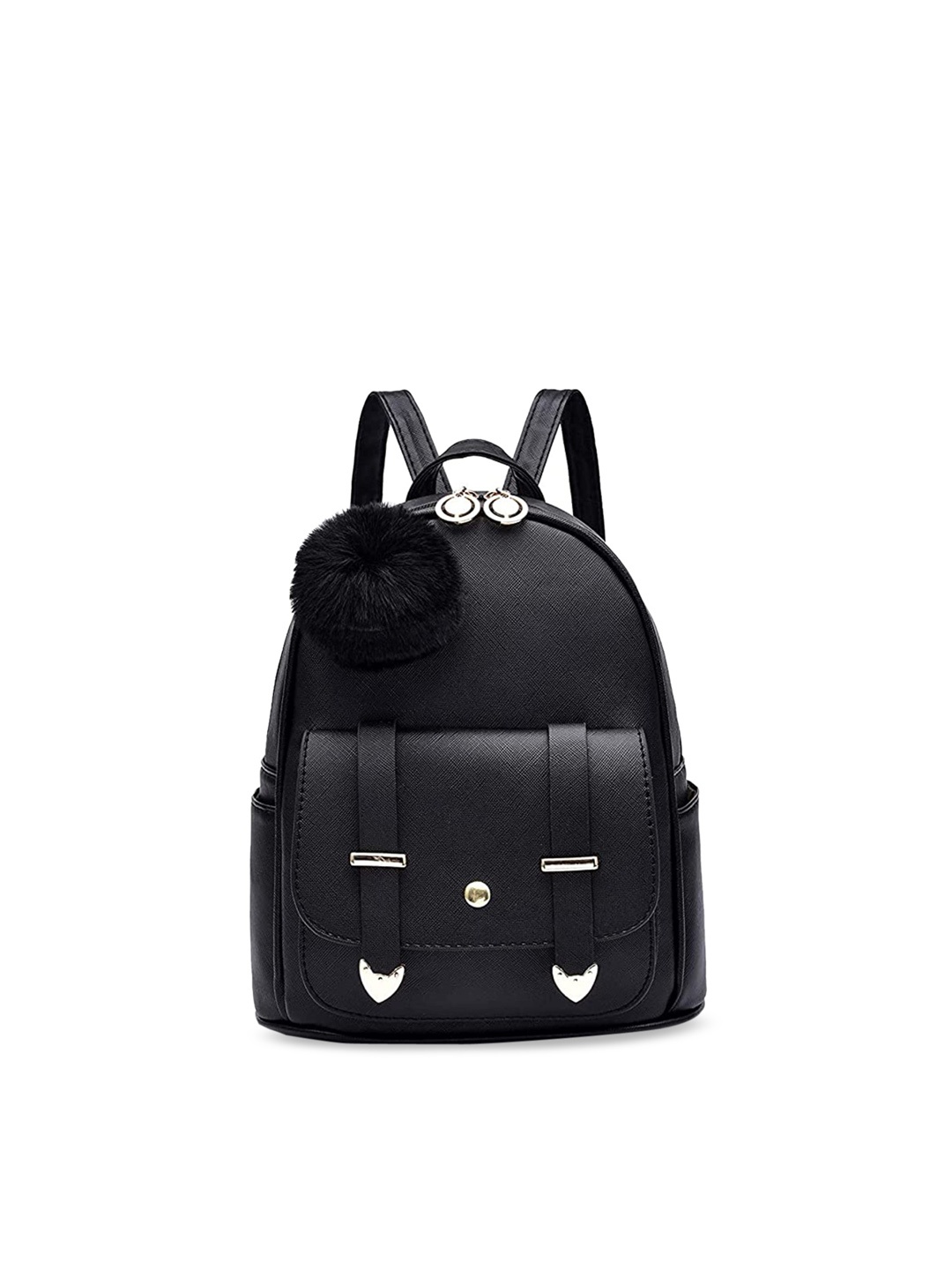 

Leather Retail Women Black Solid Backpack