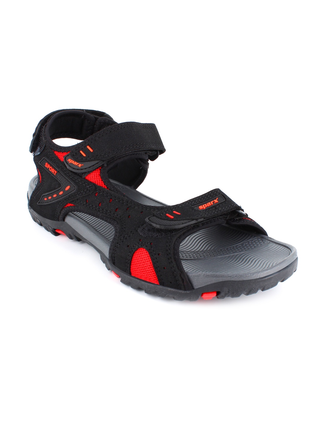 

Sparx Men Black & Red Solid Sports Sandals
