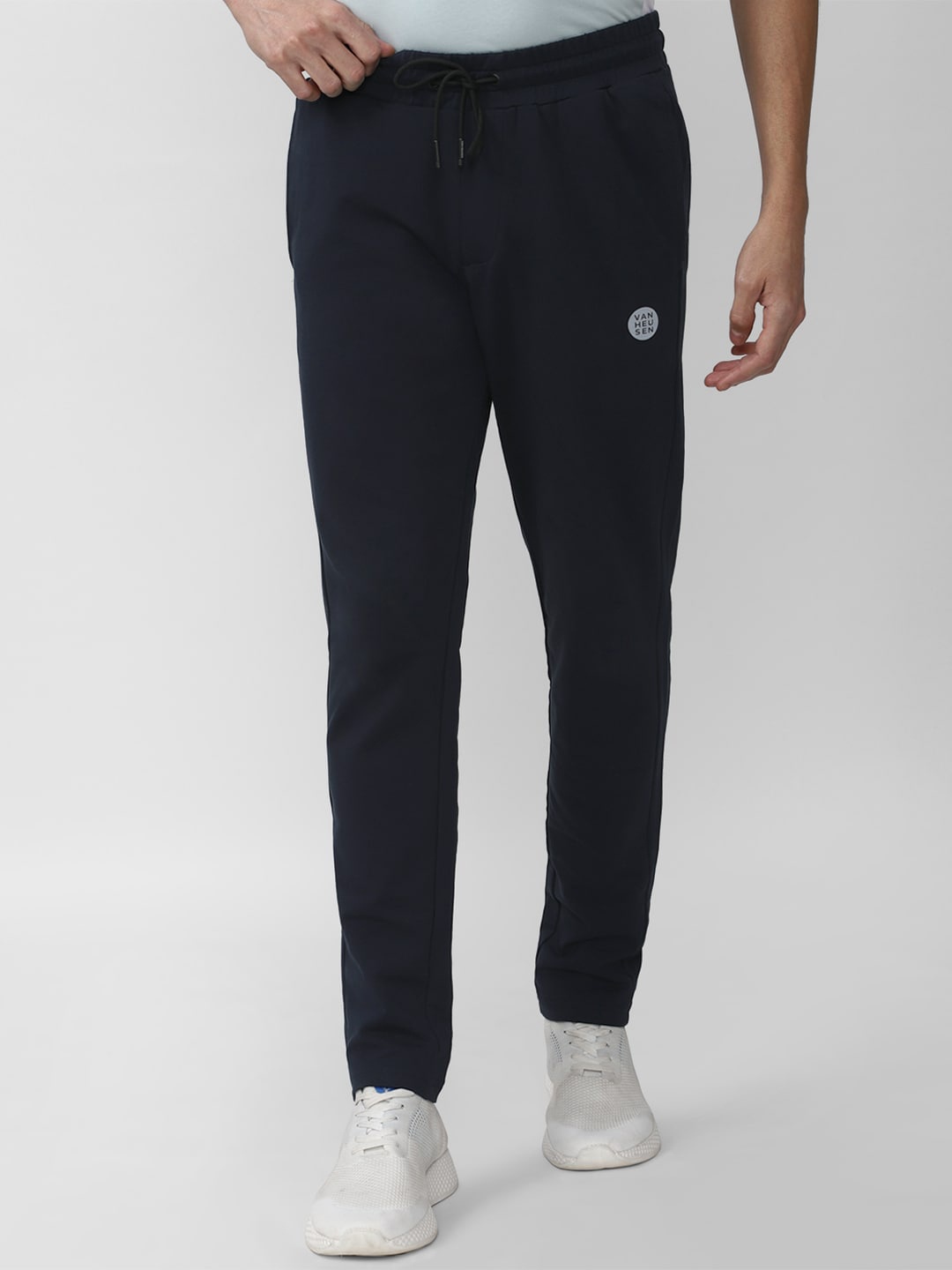 

Van Heusen Flex Men Navy Blue Solid Slim-Fit Sports Track Pants