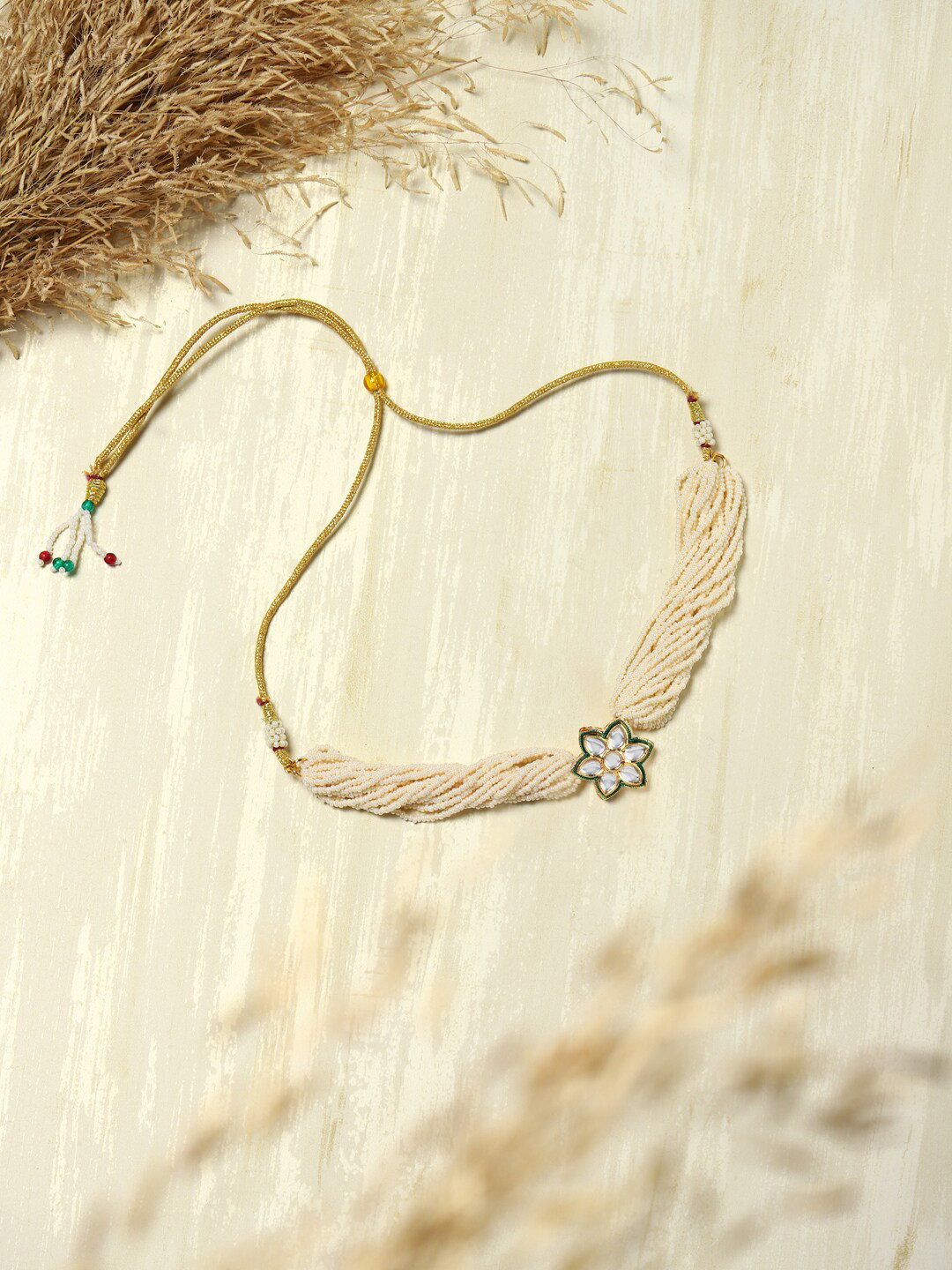 

Ruby Raang Gold-Toned & White Gold-Plated Handcrafted Necklace