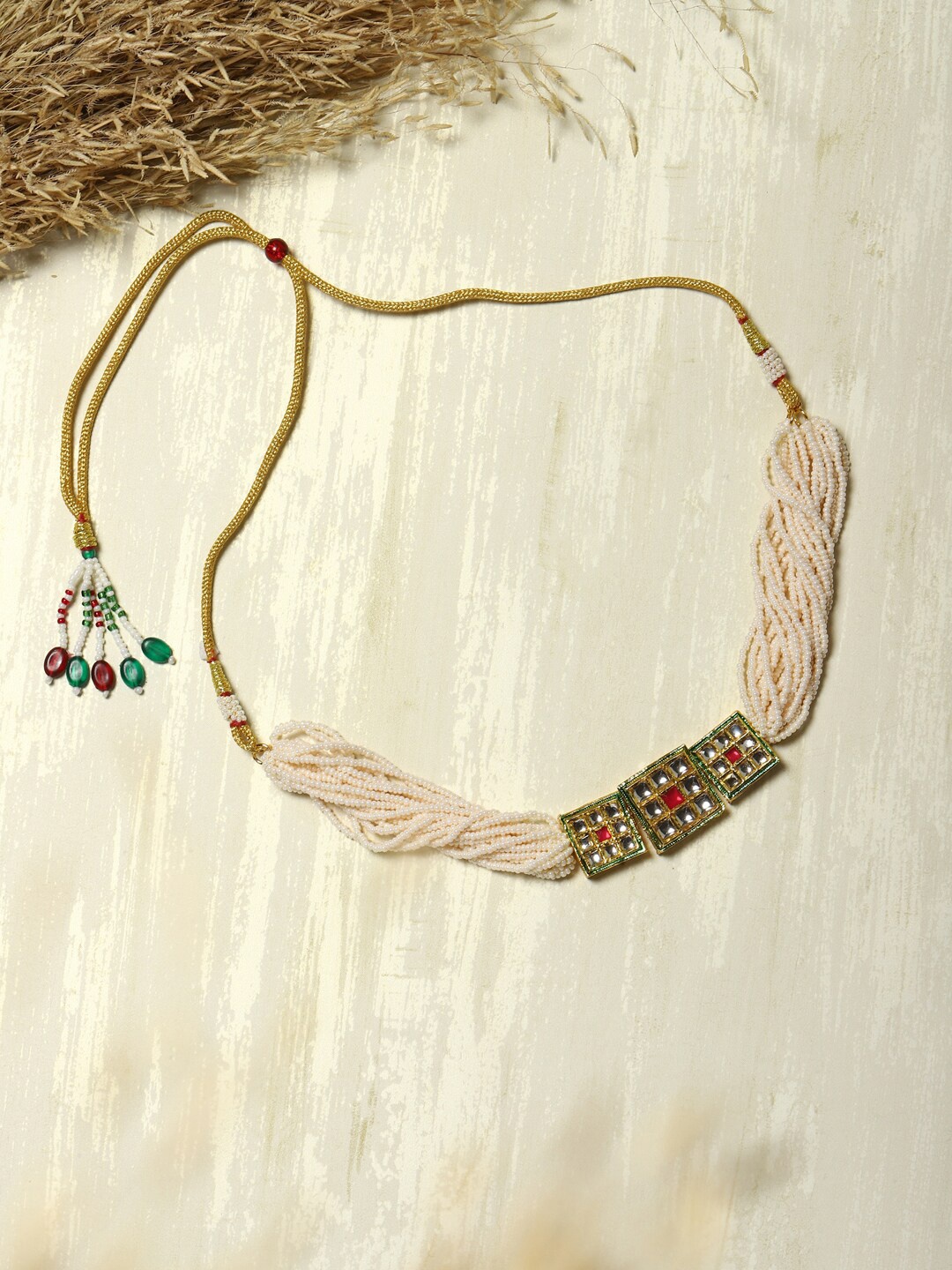 

Ruby Raang Gold-Toned & White Gold-Plated Handcrafted Necklace