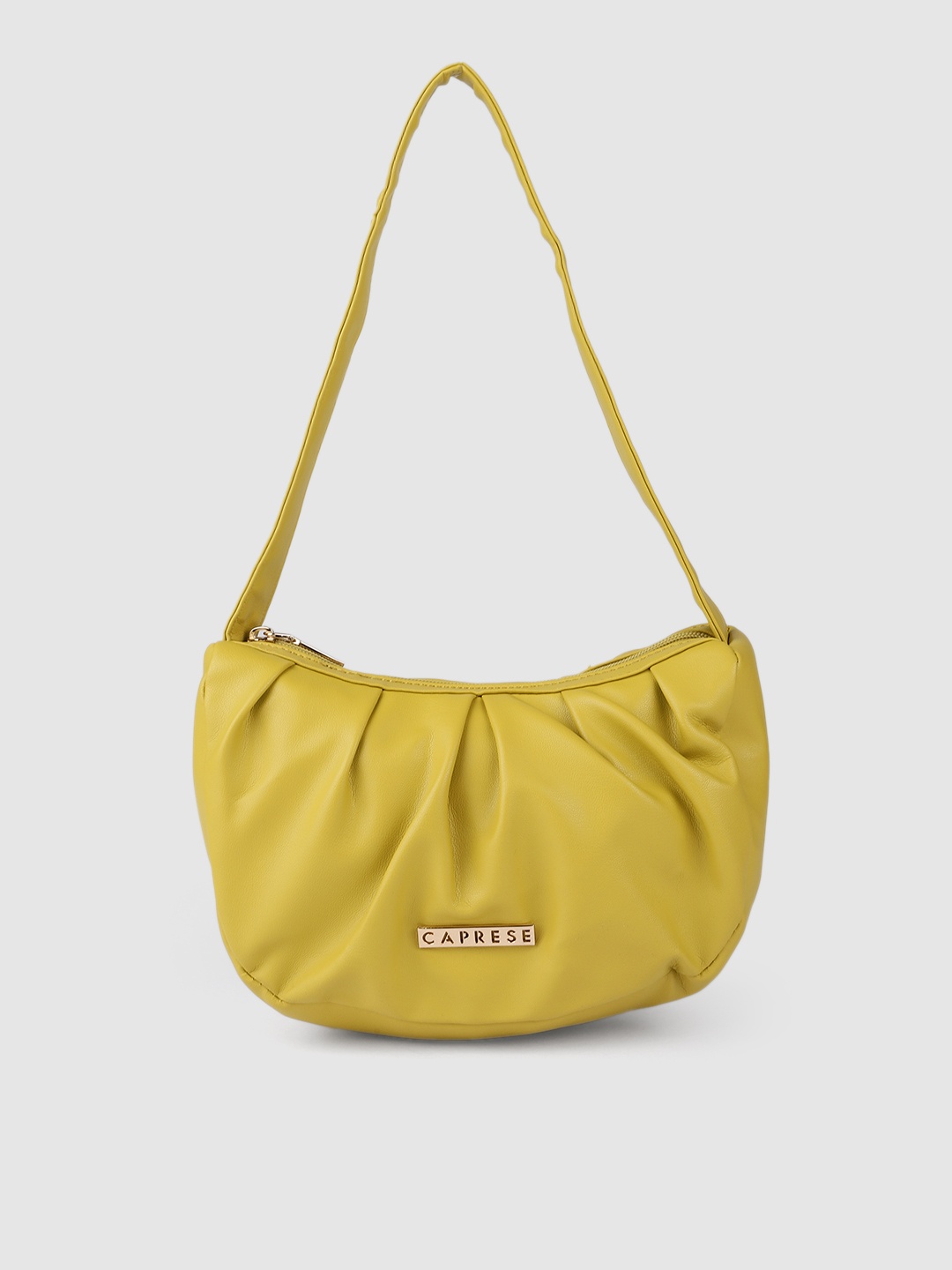 

Caprese Yellow Solid Structured Hobo Bag