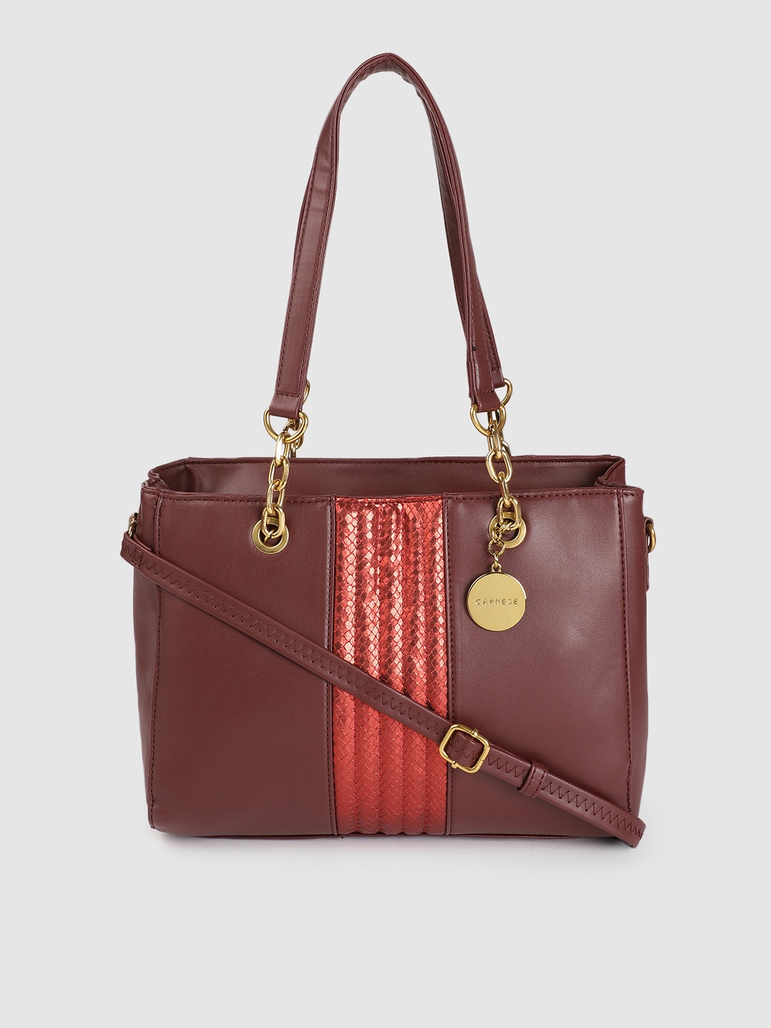 

Caprese Burgundy Solid Structured Shoulder Bag