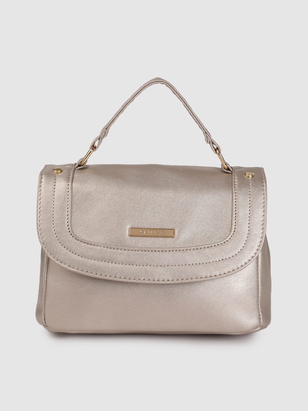 

Caprese Metallic Silver Solid Small Structured Satchel