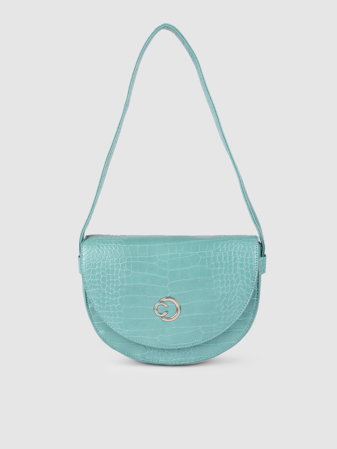

Caprese Women Blue Animal Textured Half Moon Shoulder Bag