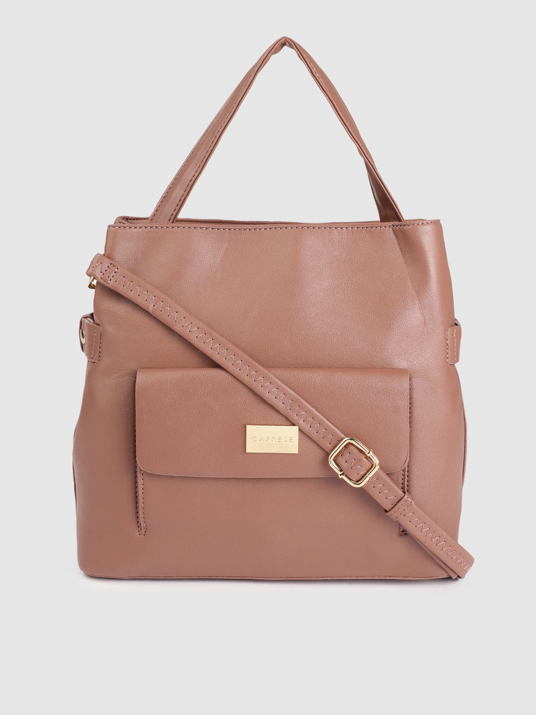 

Caprese Dusty Pink Solid Structured Handheld Bag, Rose