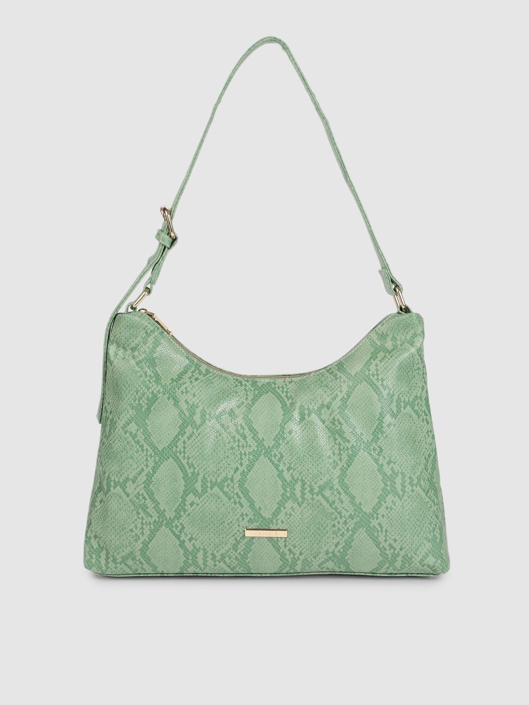 

Caprese Women Green Animal Textured Structured Hobo Bag