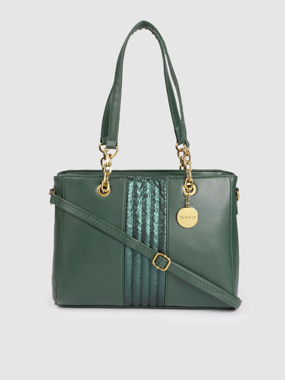 

Caprese Green Solid Structured Shoulder Bag