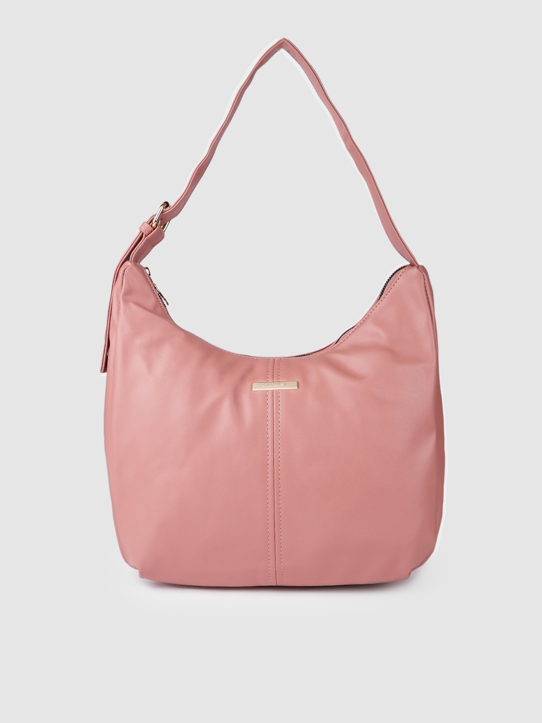 

Caprese Pink Solid Structured Hobo Bag