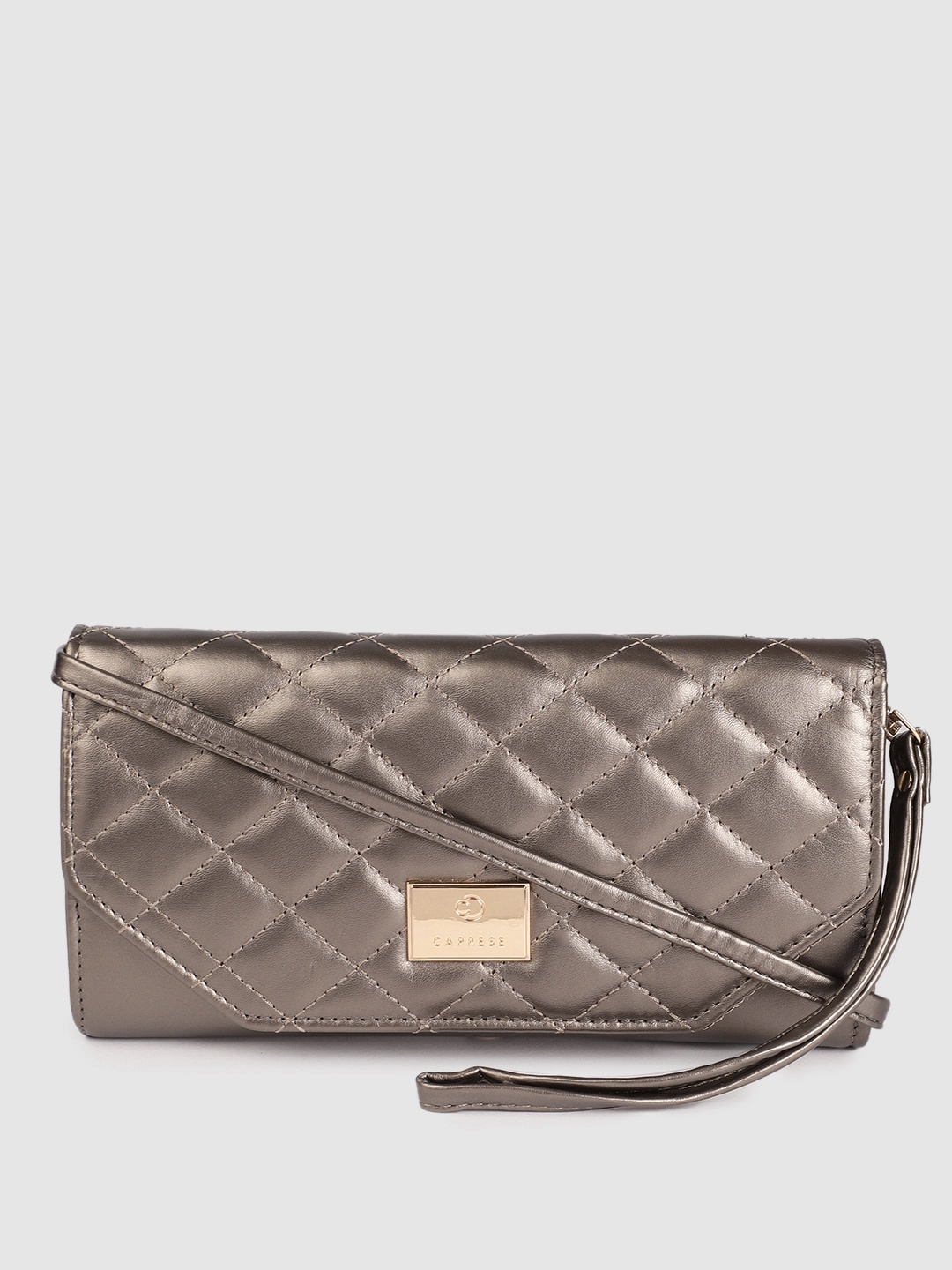 

Caprese Women Mettalic-Toned Quilted Zip Around Wallet, Metallic