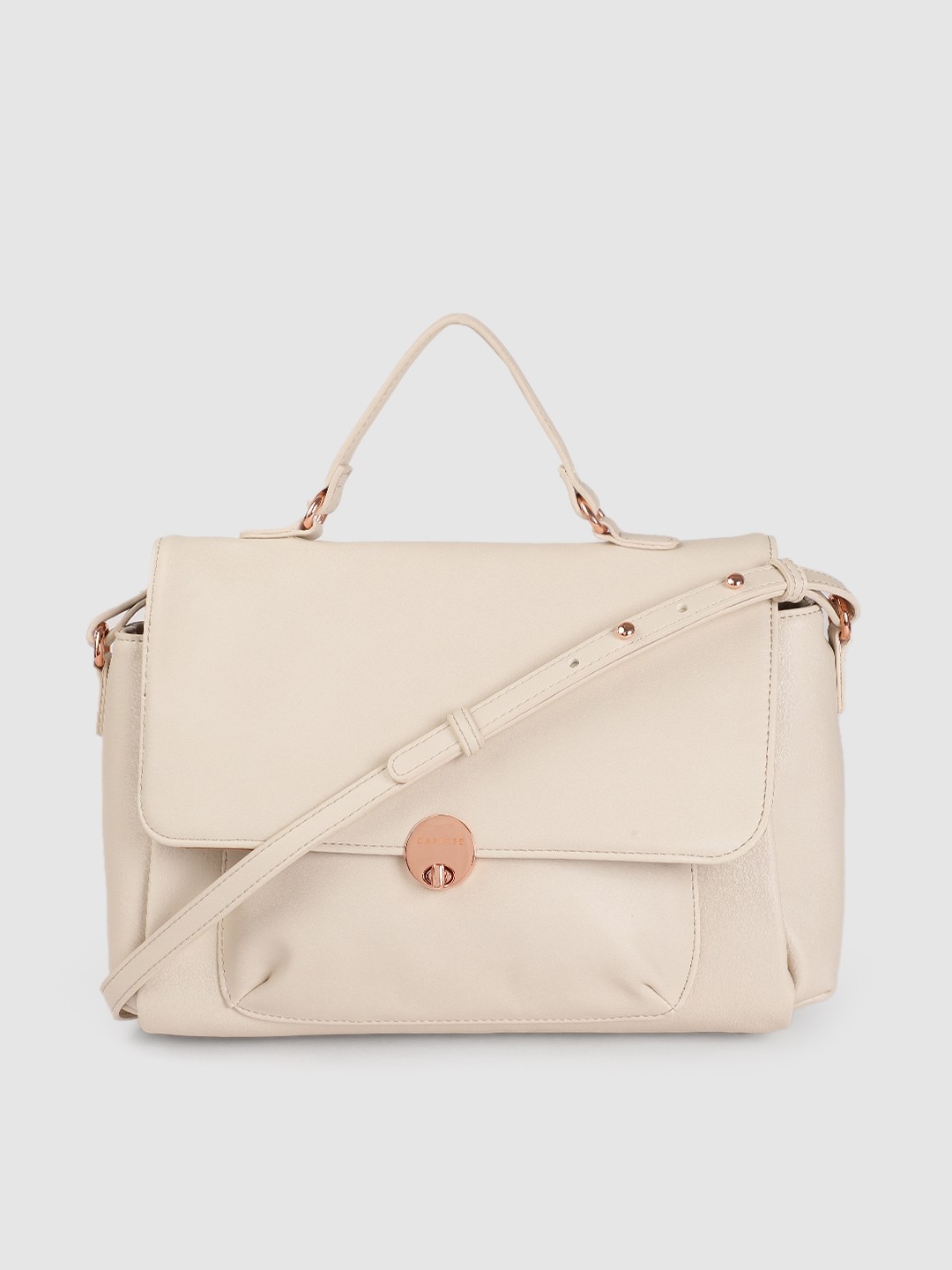

Caprese Off White Solid Regular Structured Satchel