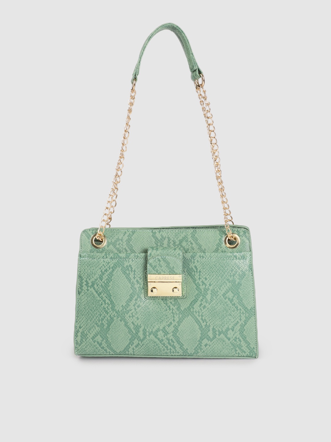 

Caprese Women Green Animal Textured Structured Shoulder Bag