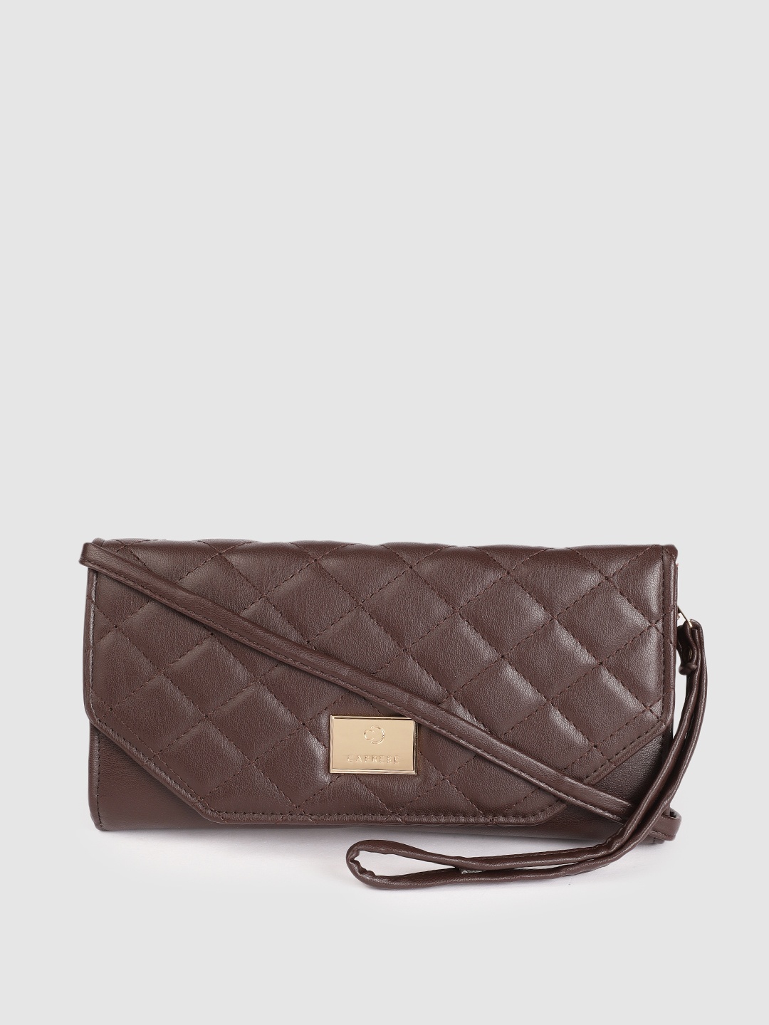 

Caprese Coffee Brown Solid Small Structured Sling Bag with Quilted Detail