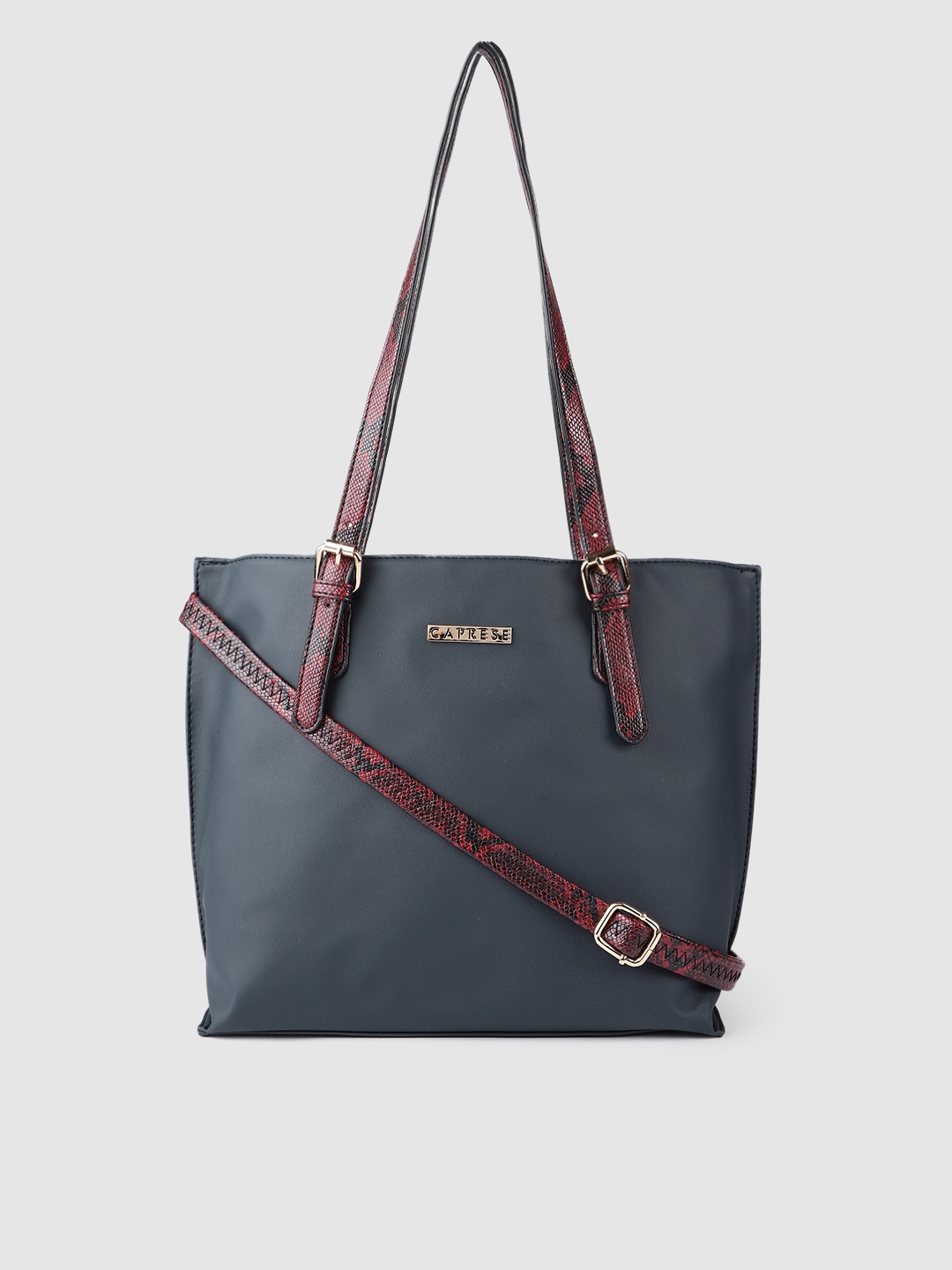 

Caprese Navy Blue Solid Structured Shoulder Bag