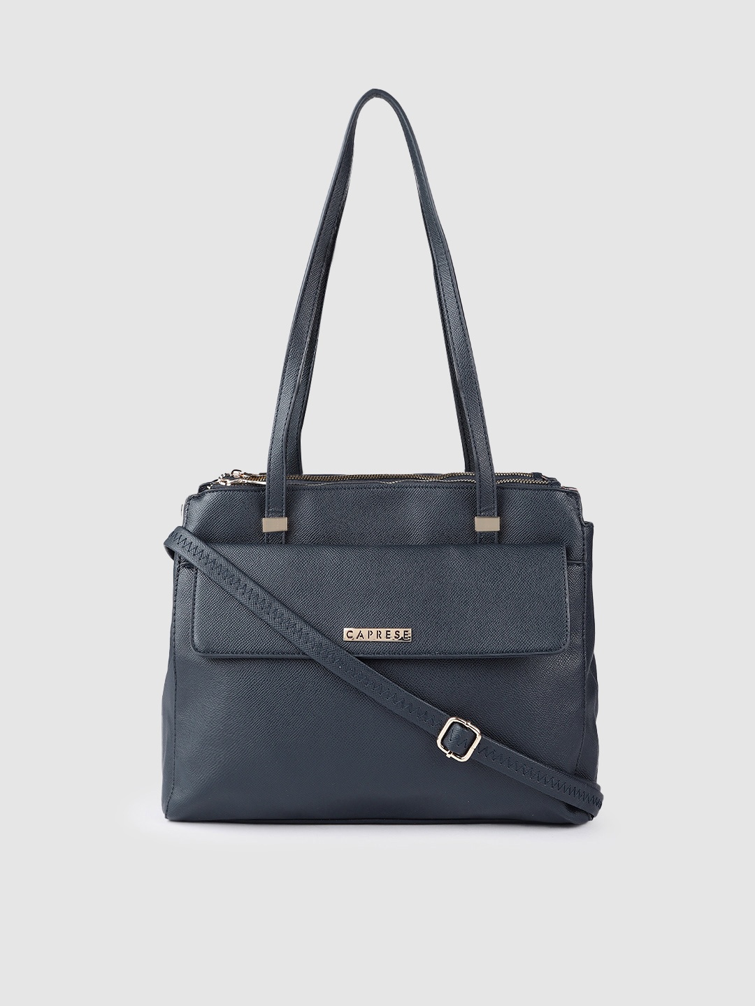 

Caprese Navy Blue Solid Structured Shoulder Bag