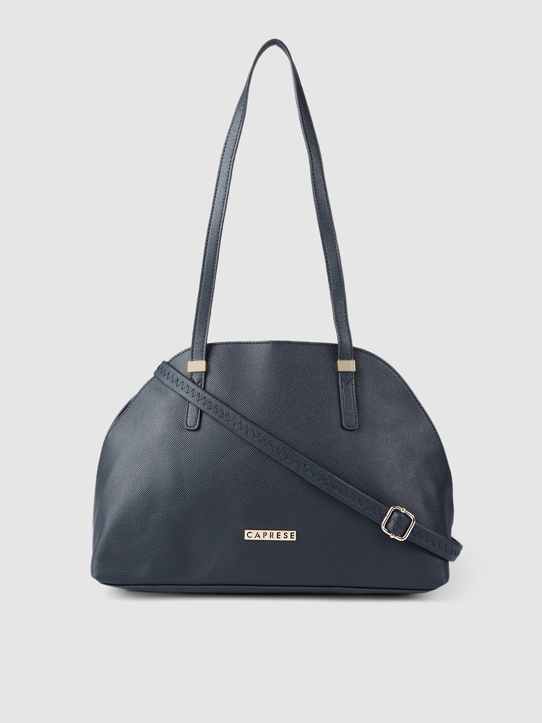 

Caprese Navy Blue Solid Structured Shoulder Bag