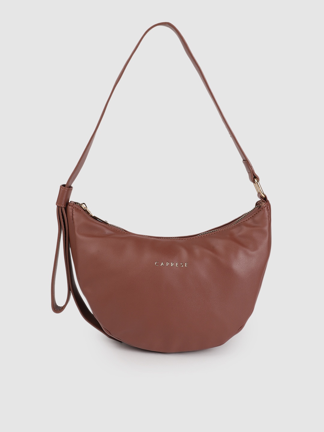 

Caprese Brown Solid Regular Half Moon Hobo Bag