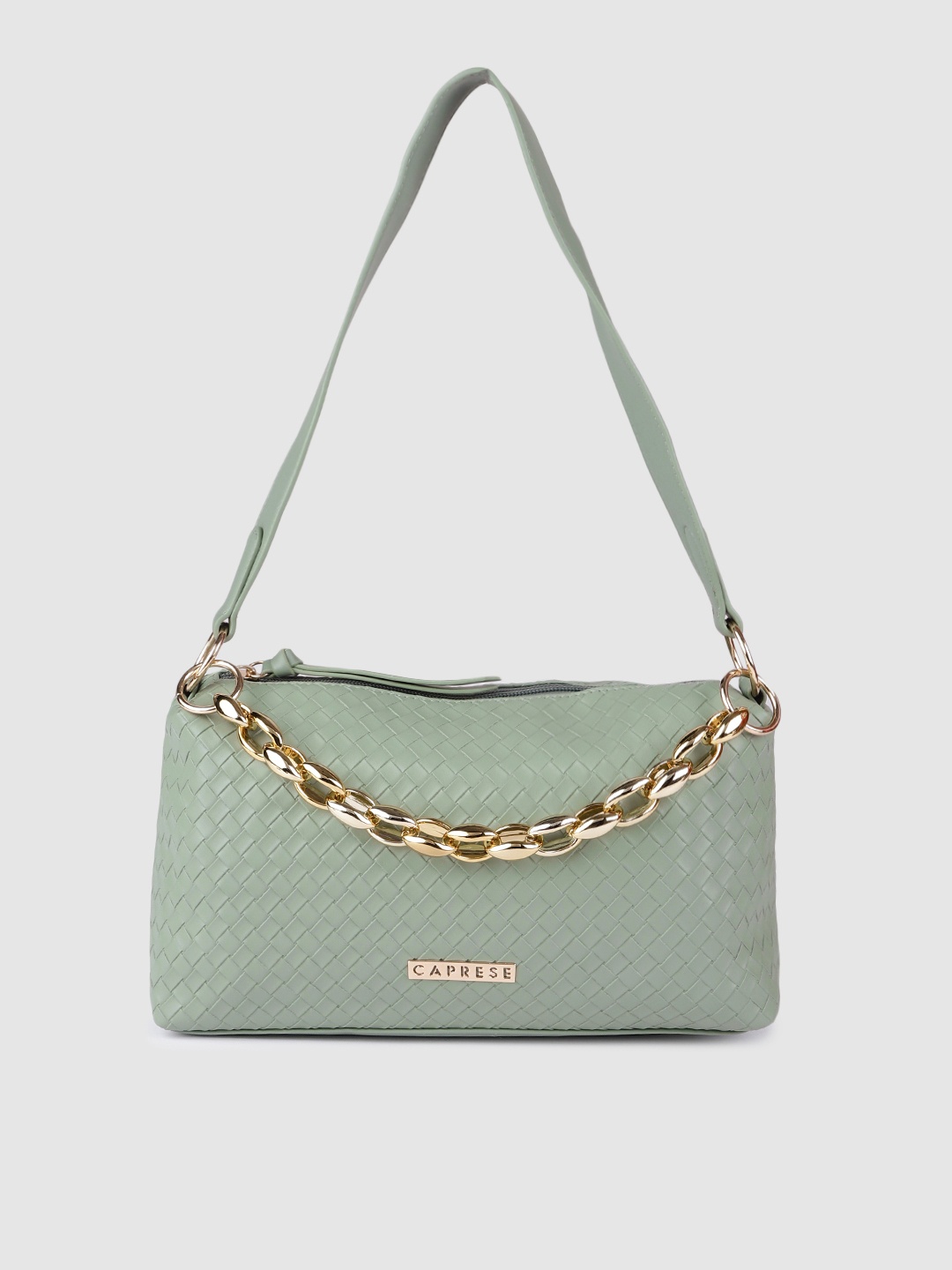 

Caprese Women Sage Green Textured Structured Shoulder Bag