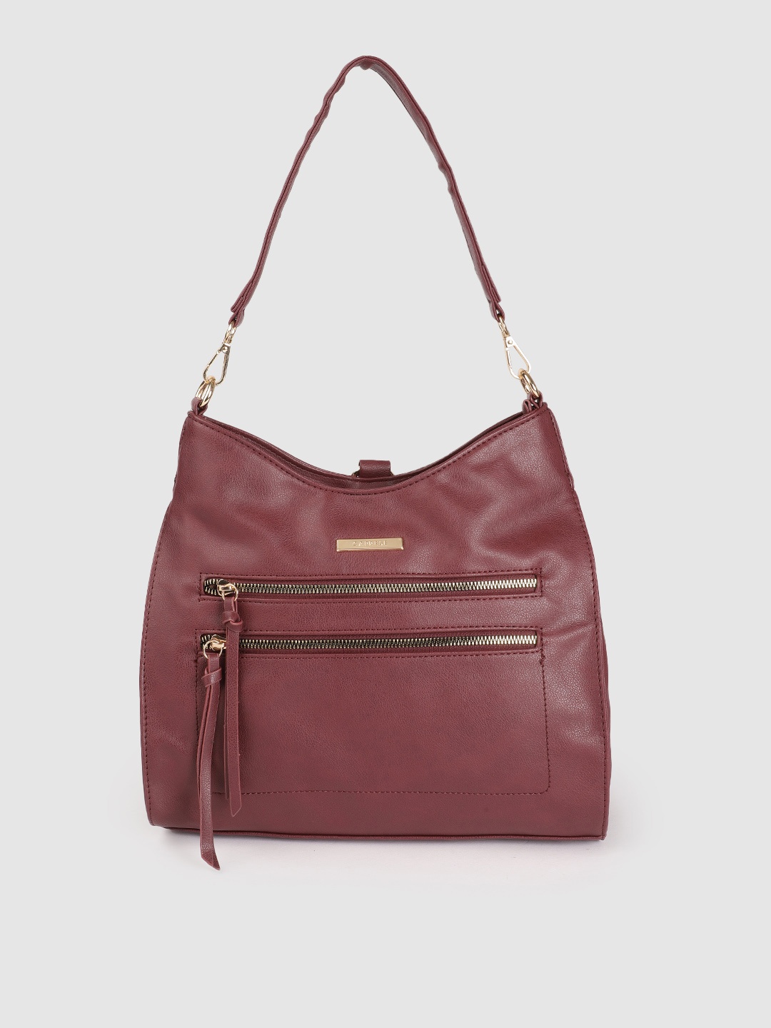 

Caprese Maroon Solid Hobo Bag