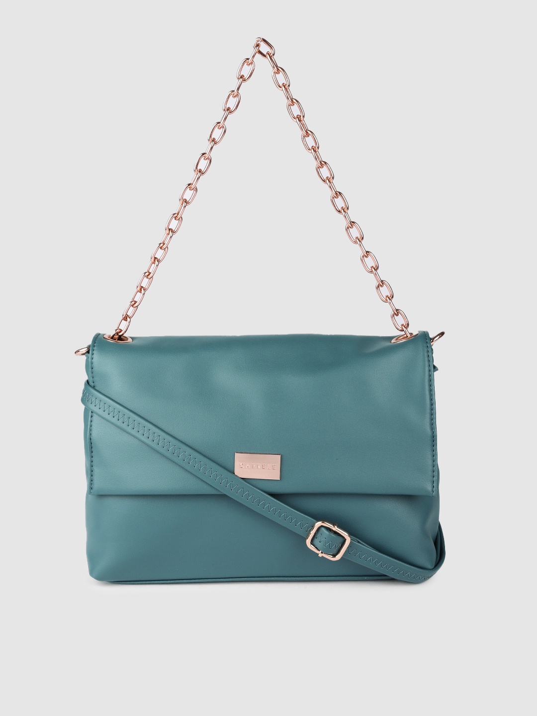 

Caprese Teal Green Solid Sling Bag