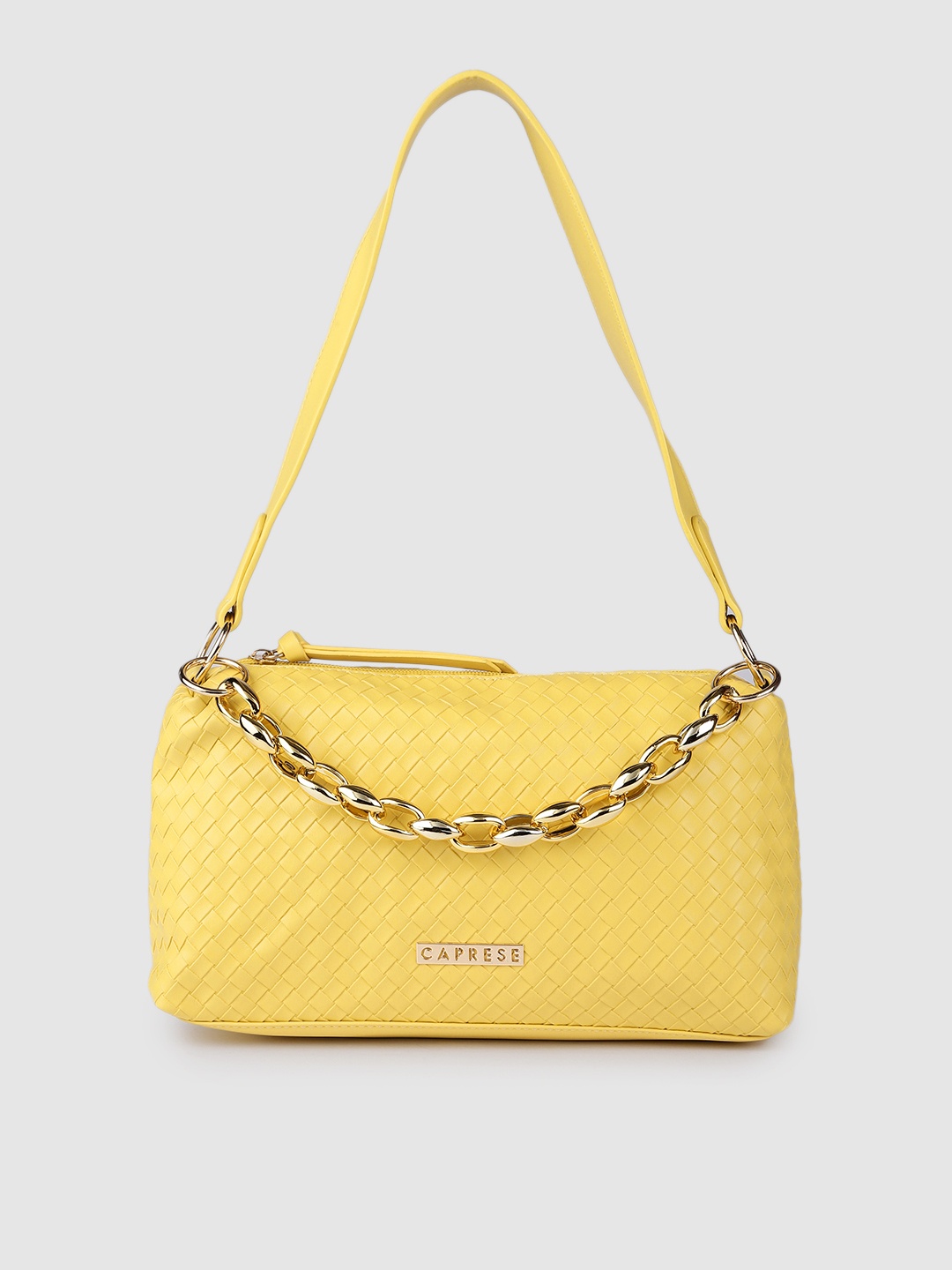 

Caprese Women Yellow Textured Structured Shoulder Bag