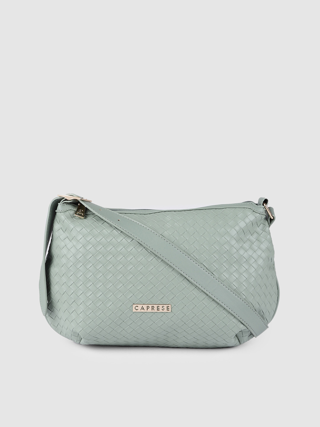 

Caprese Women Sage Green Textured Structured Sling Bag