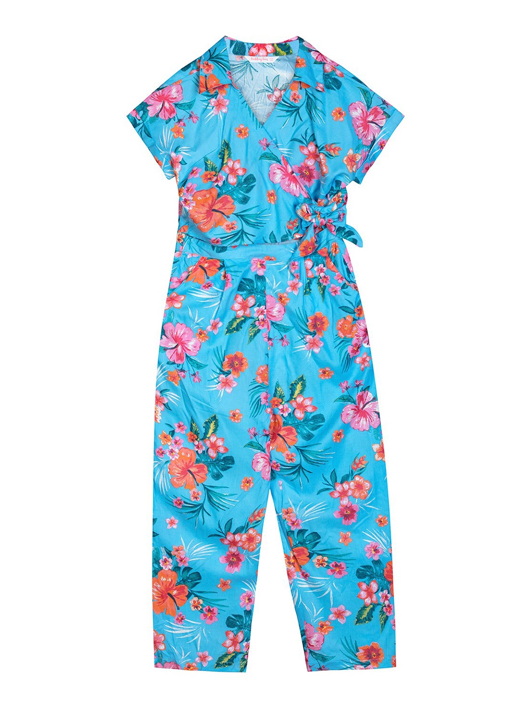 

Budding Bees Girls Blue & Red Printed Basic Jumpsuit