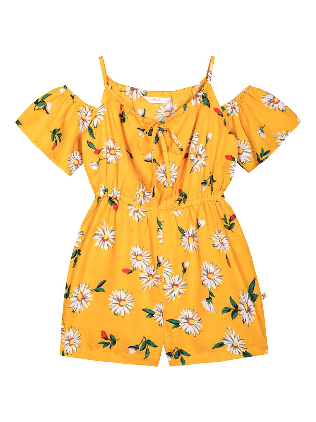 

Budding Bees Girls Yellow & White Printed Jumpsuit