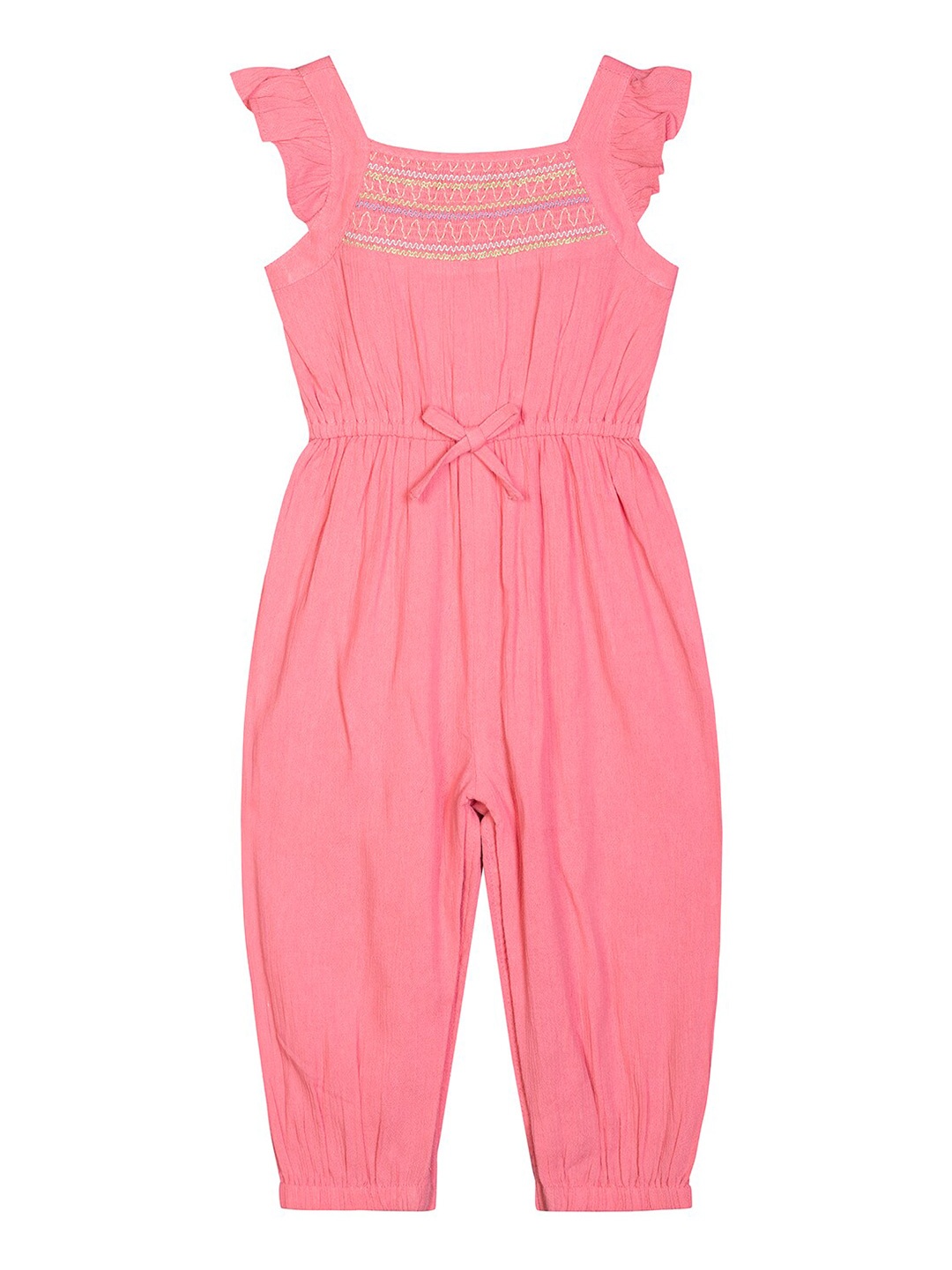 

Budding Bees Girls Pink & Green Basic Jumpsuit