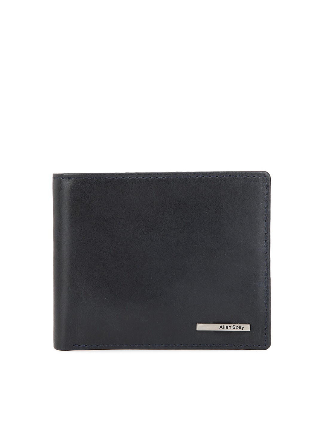 

Allen Solly Men Black & Blue Textured Leather Two Fold Wallet