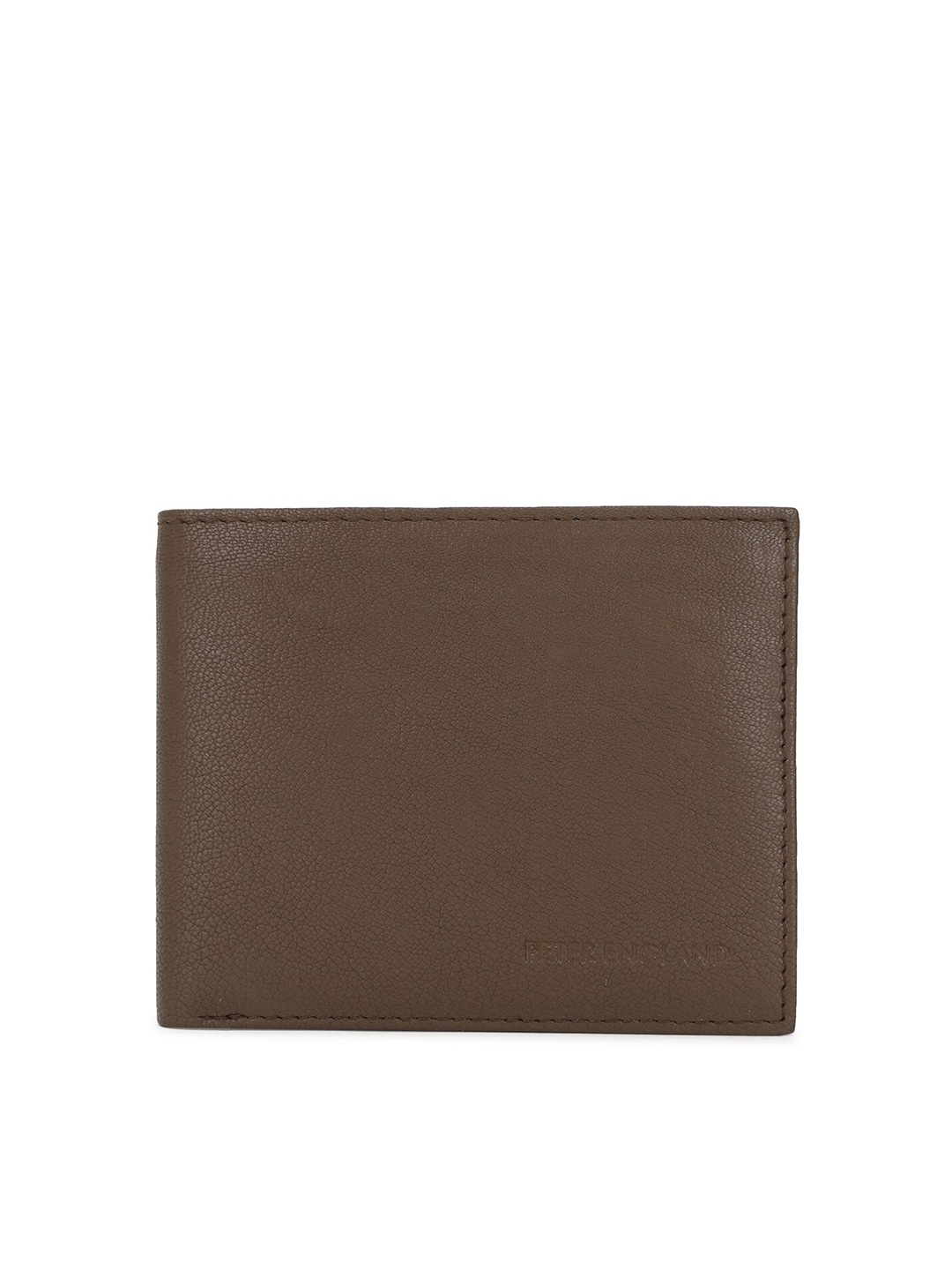 

Peter England Men Brown Textured Leather Two Fold Wallet