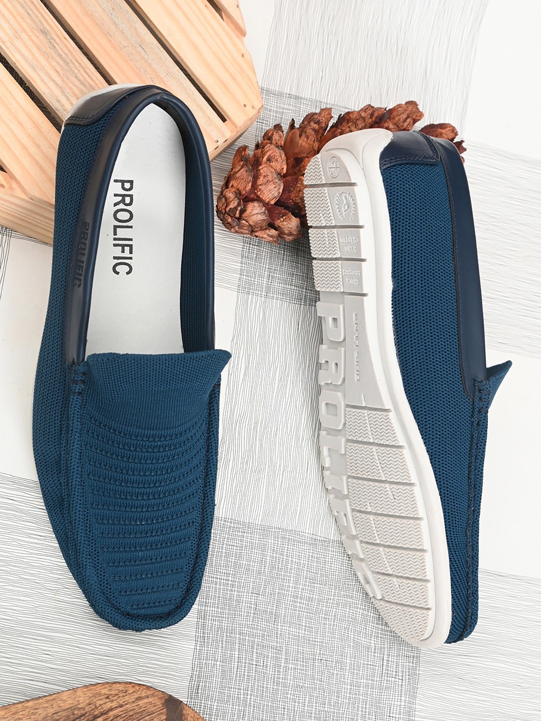 

Prolific Men Blue Textured Slip-On Sneakers