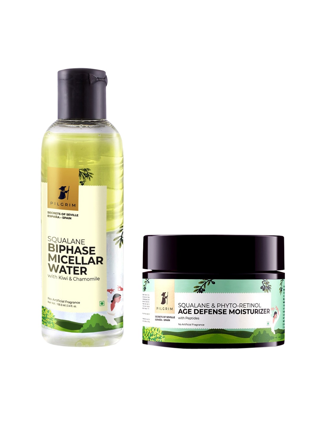 

Pilgrim Cleansing & Hydrating Combo For Anti-Ageing, Makeup Removing & Purifying Skin, Green
