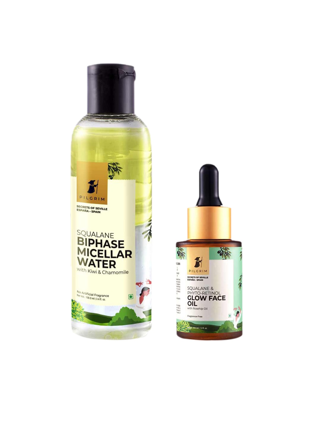 

Pilgrim Squalene Biphase Micellar Water With Glow Face Oil, Green