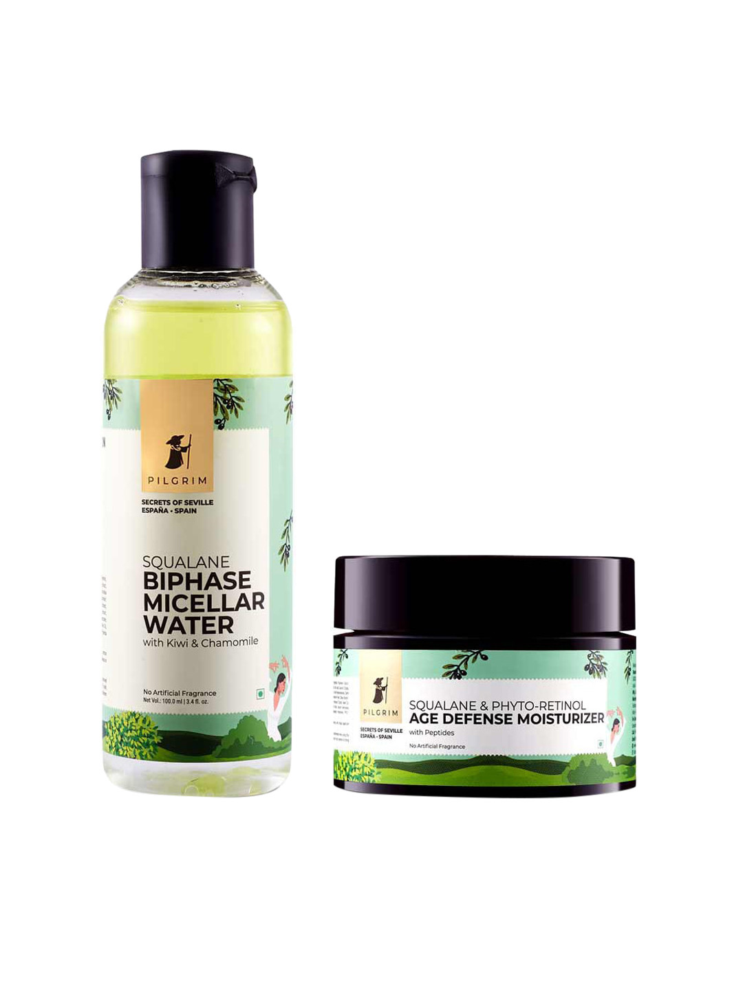 

Pilgrim Squalane Anti Ageing Revival Moisturing Skincare Kit, Green