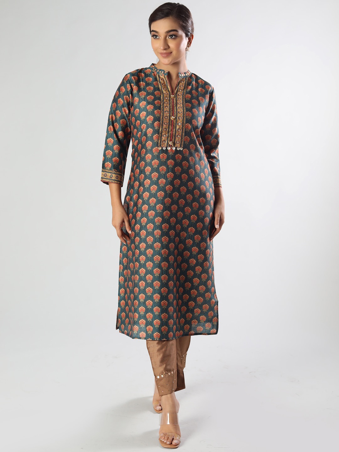 

taruni Women Green Ethnic Motifs Kurta with Trousers