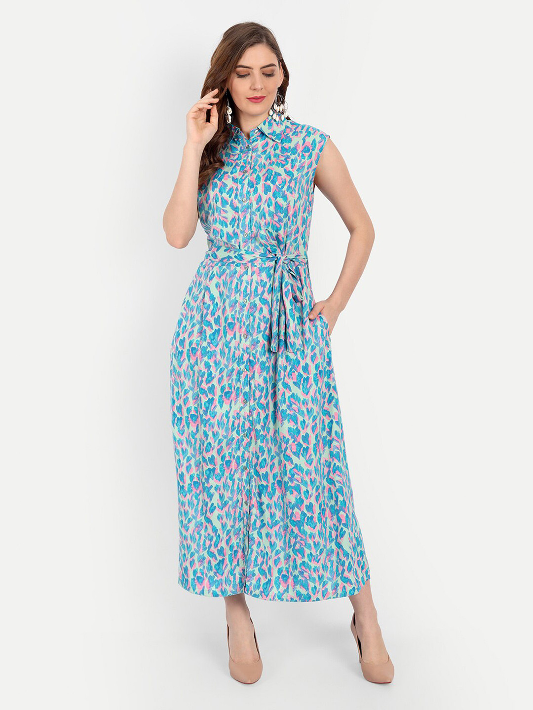 

MINGLAY Multicoloured Floral A-Line Dress, Multi
