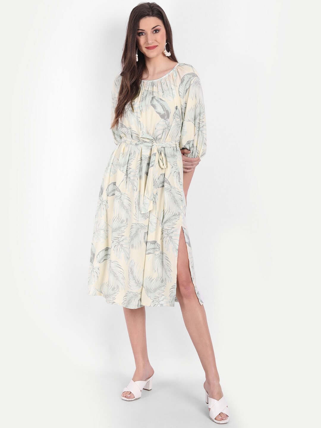 

MINGLAY Beige Animal Sheath Dress