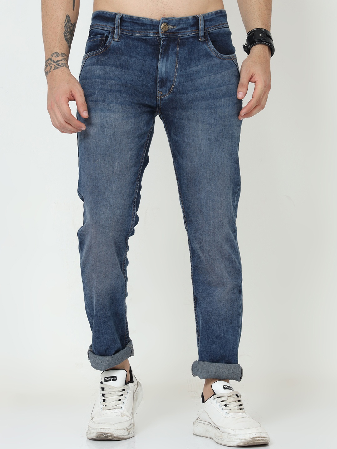 

VUDU Men Navy Blue Narrow Slim Fit Light Fade Stretchable Jeans