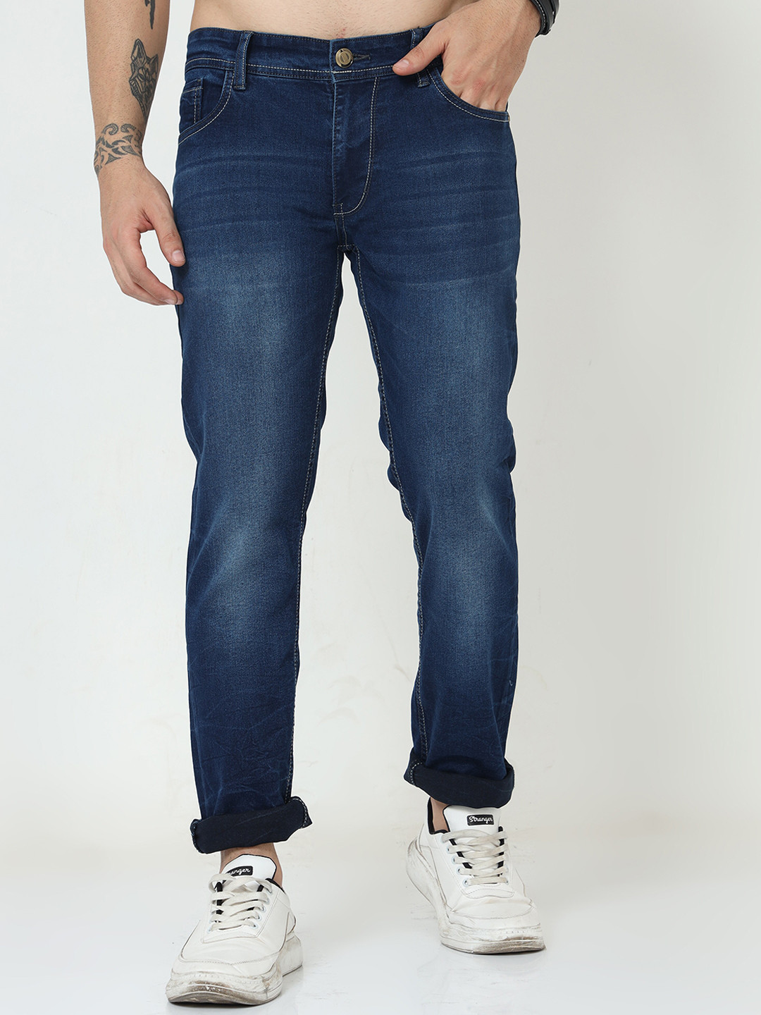 

VUDU Men Navy Blue Narrow Slim Fit Light Fade Stretchable Jeans