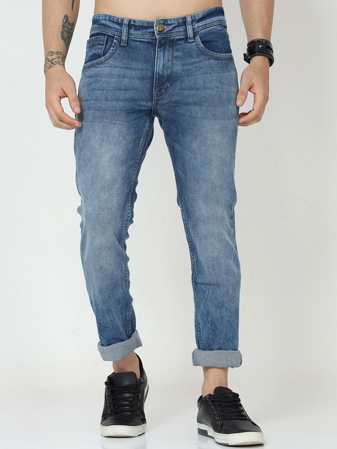 

VUDU Men Blue Narrow Slim Fit Heavy Fade Stretchable Jeans