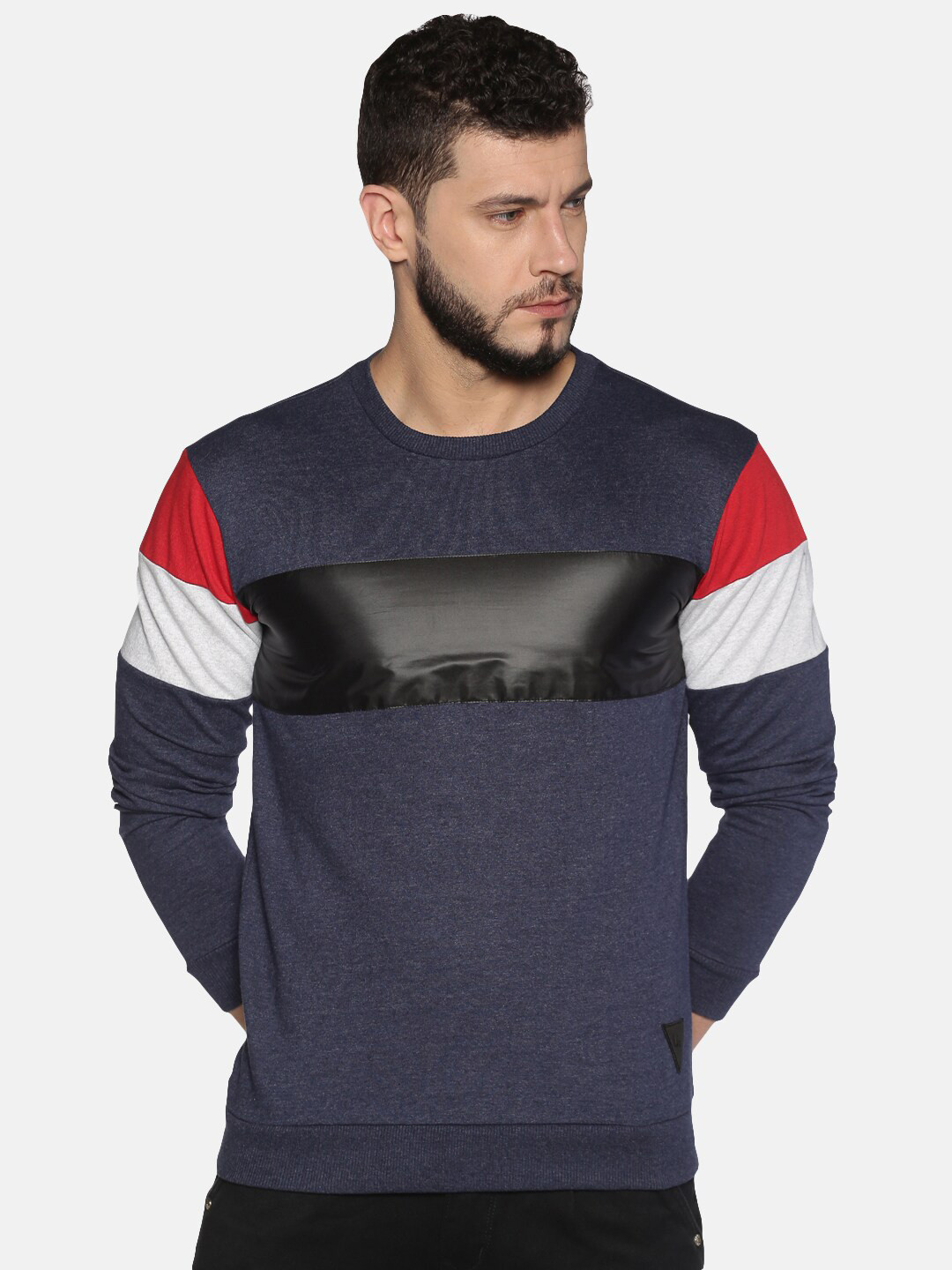 

UrGear Men Navy Blue Colourblocked Sweatshirt
