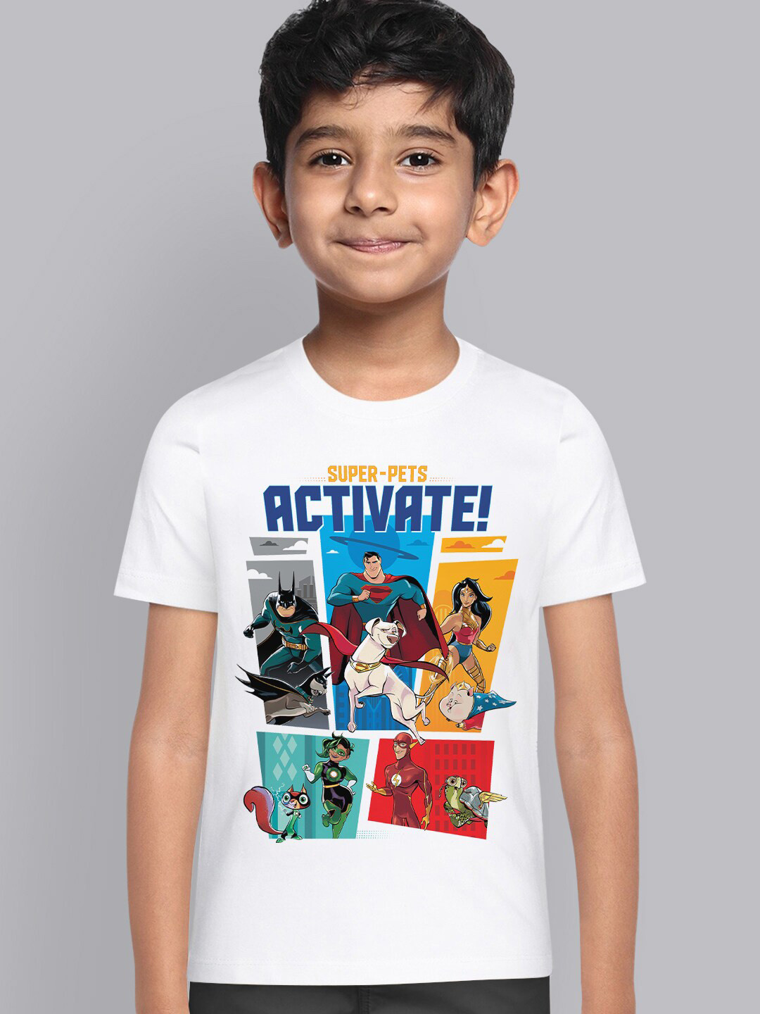 

Kids Ville Boys White DC League Of Super Pets Printed Tshirt