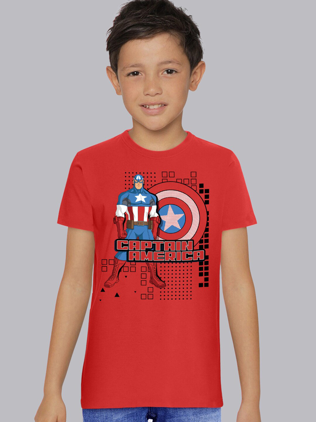 

Kids Ville Boys Red Captain America Printed Tshirt