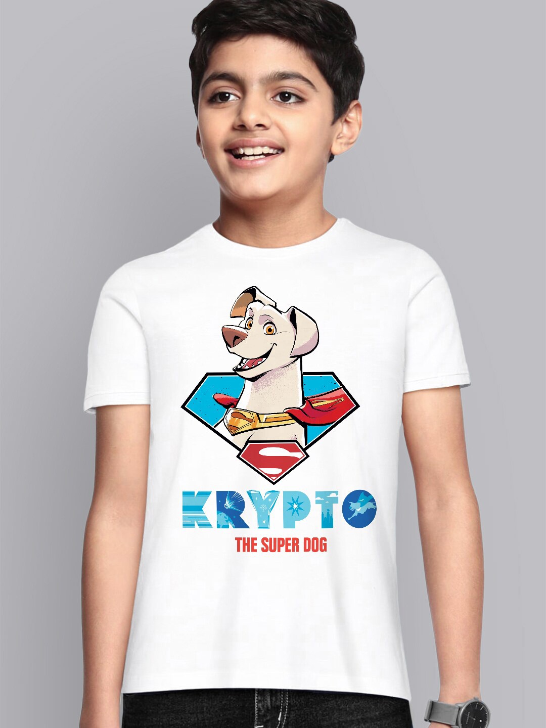 

Kids Ville Boys White DC League Of Super Pets Printed Tshirt