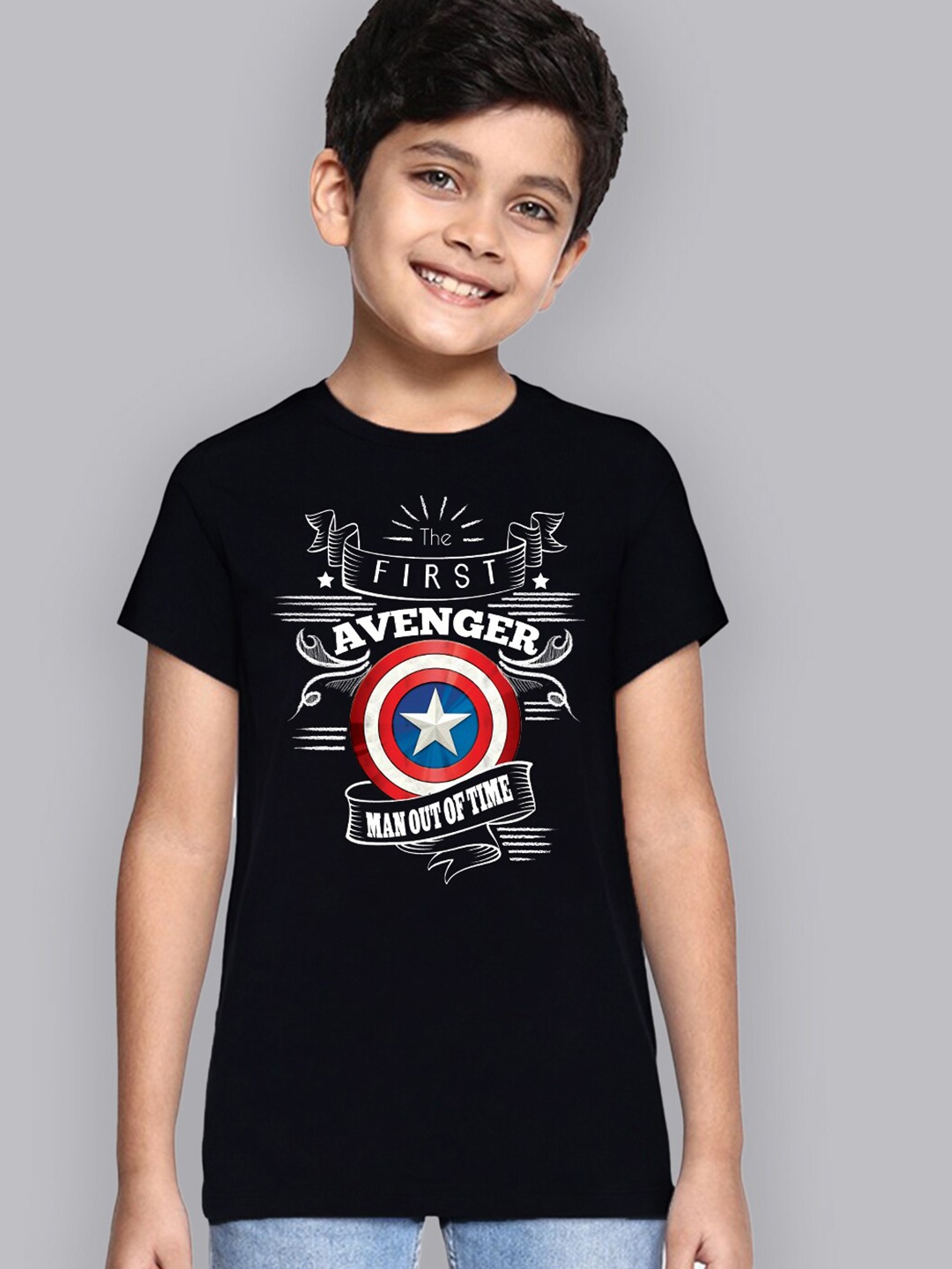 

Kids Ville Boys Black Captain America Printed Tshirt