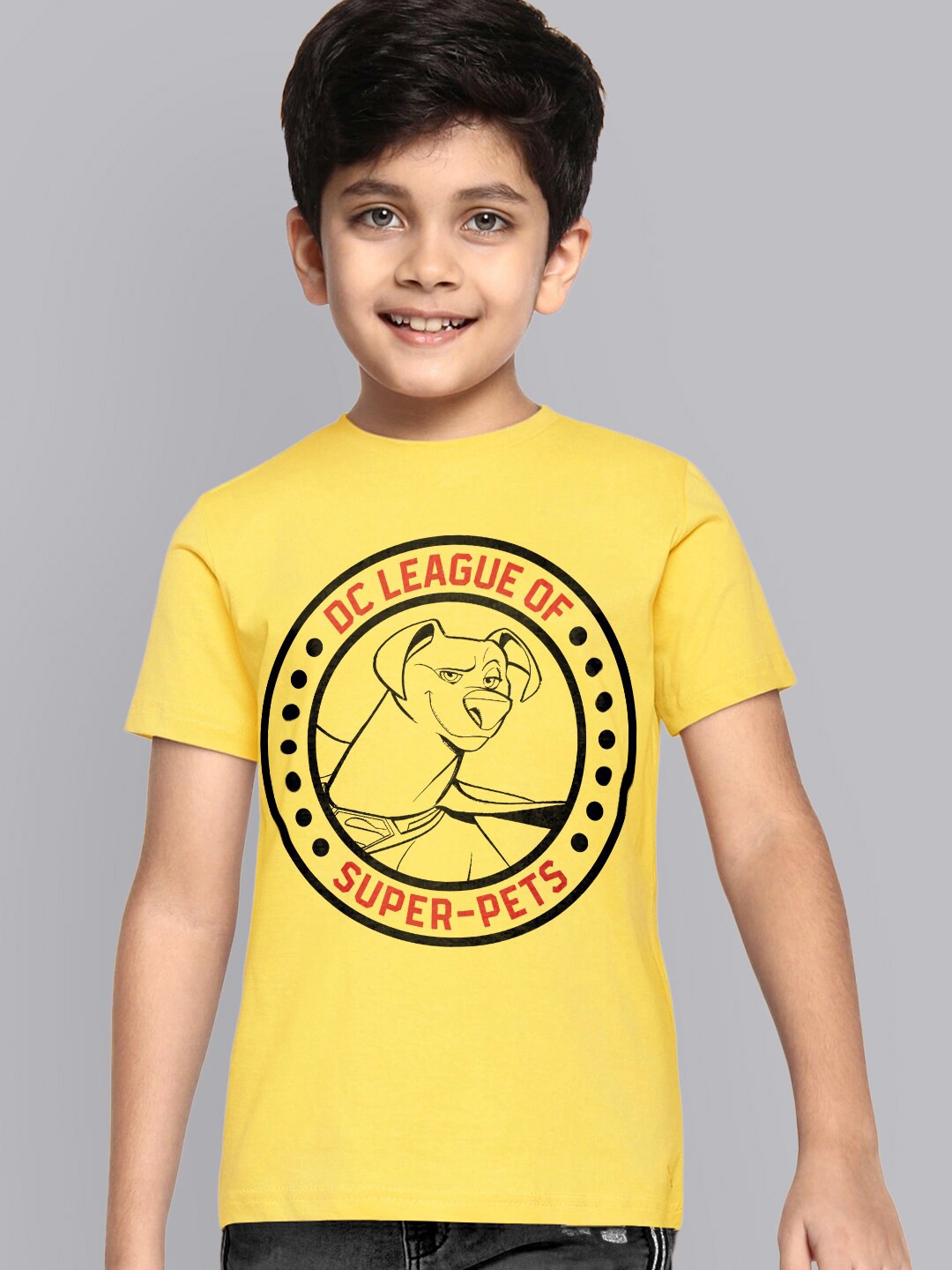 

Kids Ville Boys Yellow DC League Of Super Pets Printed Tshirt