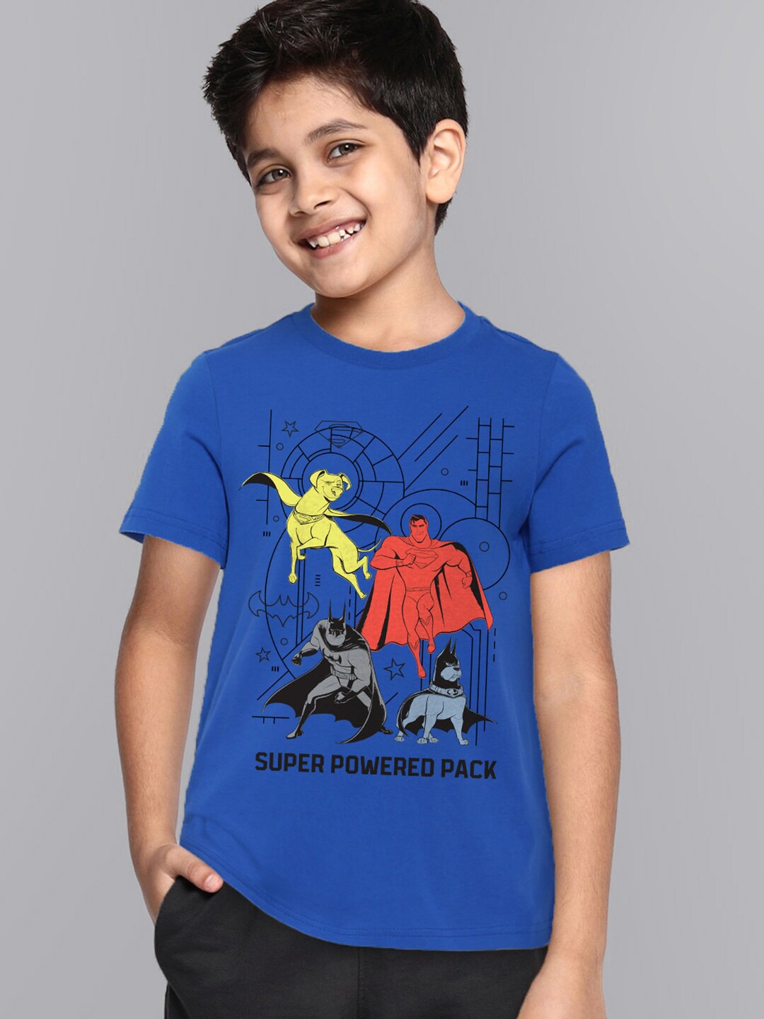 

Kids Ville Boys Blue DC League Of Super Pets Printed Tshirt