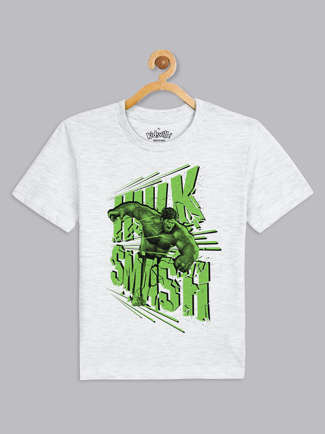 

Kids Ville Boys Grey & Green Printed Pure Cotton Tshirts